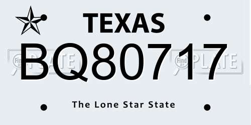 BQ80717 Texas License Plate