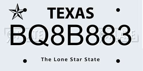 BQ8B883 Texas License Plate