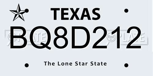BQ8D212 Texas License Plate