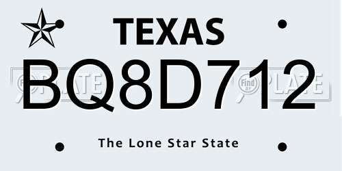 BQ8D712 Texas License Plate