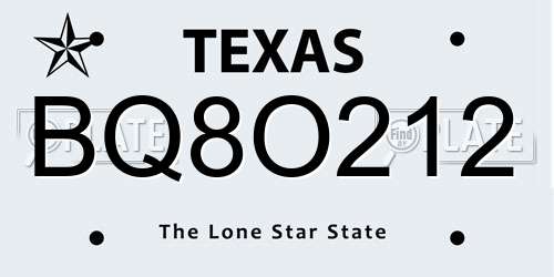 BQ8O212 Texas License Plate