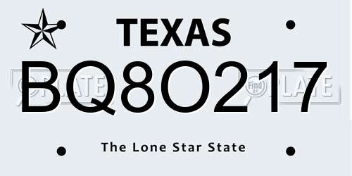 BQ8O217 Texas License Plate