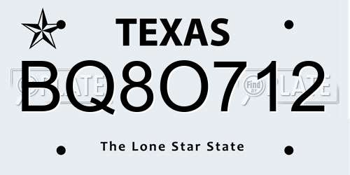 BQ8O712 Texas License Plate