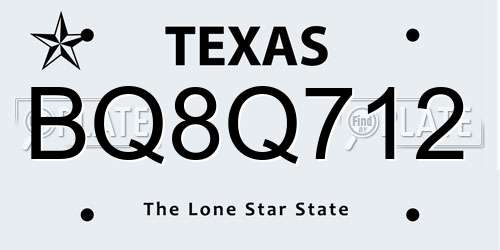 BQ8Q712 Texas License Plate