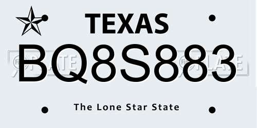 BQ8S883 Texas License Plate