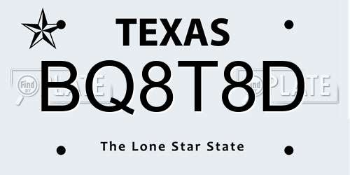 BQ8T8D Texas License Plate