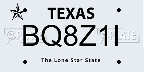 BQ8Z1I Texas License Plate