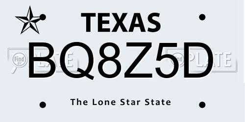 BQ8Z5D Texas License Plate