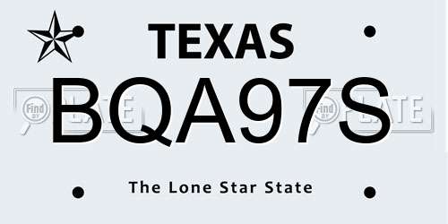 BQA97S Texas License Plate