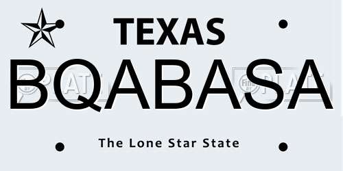 BQABASA Texas License Plate