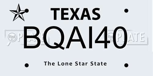 BQAI40 Texas License Plate