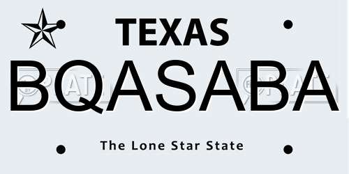 BQASABA Texas License Plate