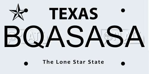 BQASASA Texas License Plate
