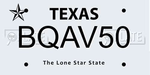 BQAV50 Texas License Plate