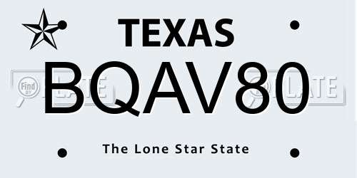 BQAV80 Texas License Plate