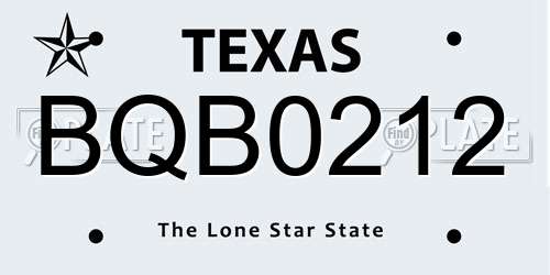 BQB0212 Texas License Plate