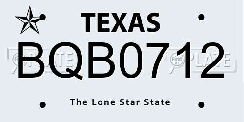 BQB0712 Texas License Plate