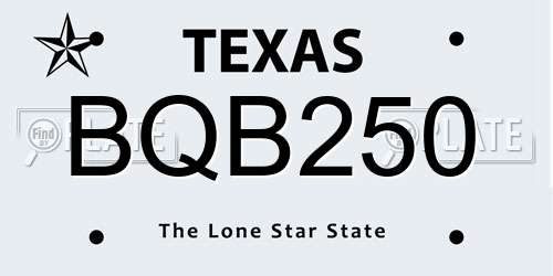 BQB250 Texas License Plate