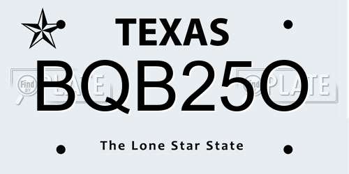 BQB25O Texas License Plate