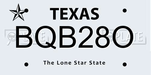 BQB28O Texas License Plate