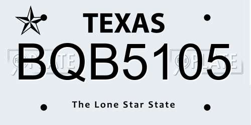 BQB5105 Texas License Plate
