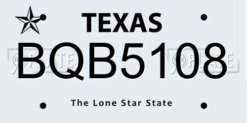 BQB5108 Texas License Plate