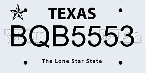 BQB5553 Texas License Plate