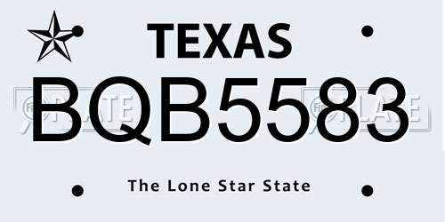 BQB5583 Texas License Plate