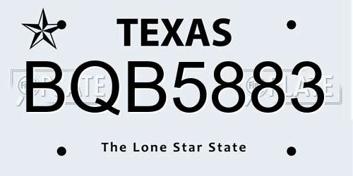 BQB5883 Texas License Plate