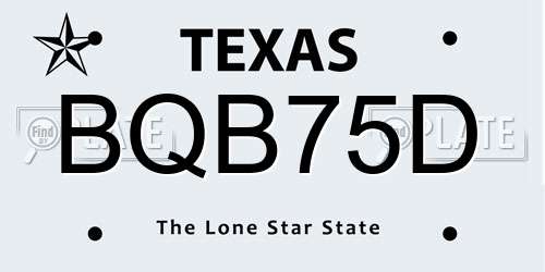 BQB75D Texas License Plate