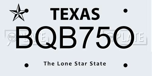 BQB75O Texas License Plate