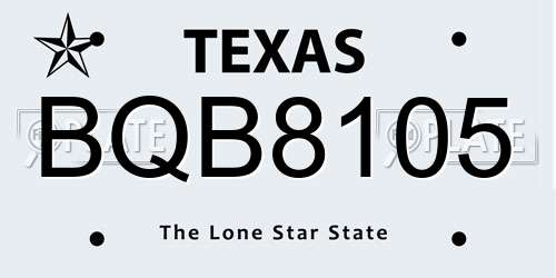 BQB8105 Texas License Plate