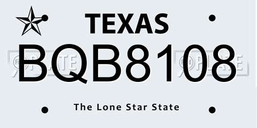 BQB8108 Texas License Plate