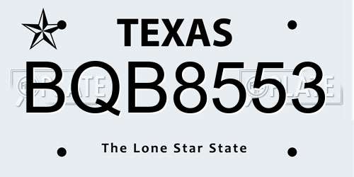 BQB8553 Texas License Plate
