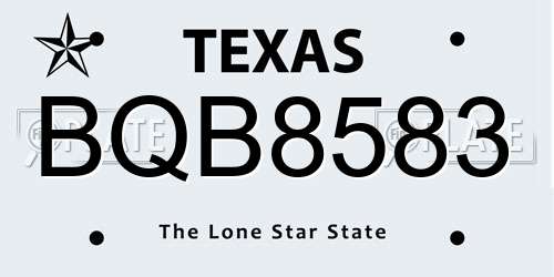 BQB8583 Texas License Plate