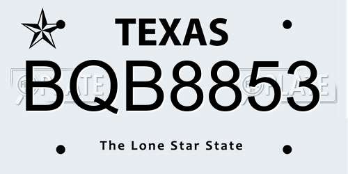 BQB8853 Texas License Plate