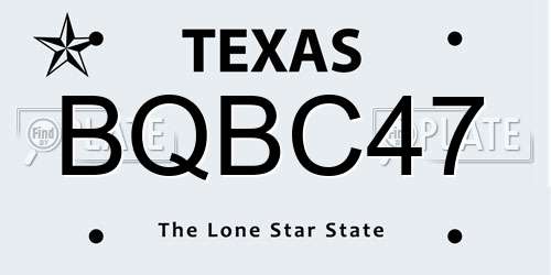 BQBC47 Texas License Plate