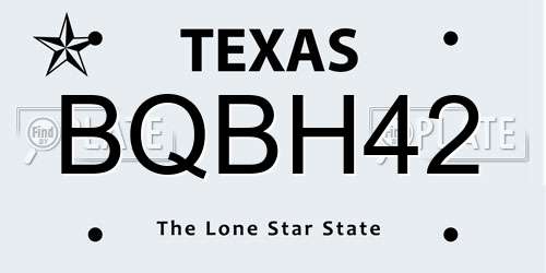 BQBH42 Texas License Plate