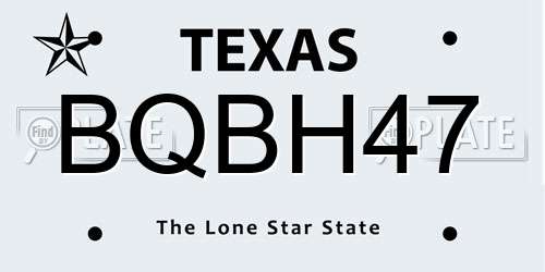 BQBH47 Texas License Plate