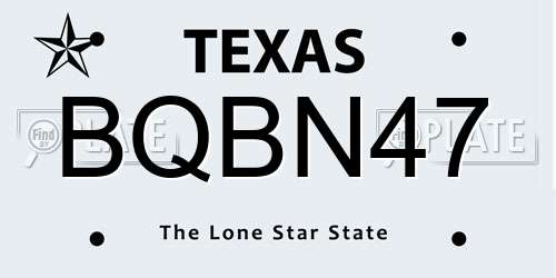 BQBN47 Texas License Plate