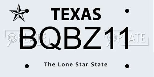 BQBZ11 Texas License Plate