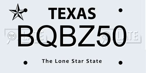 BQBZ50 Texas License Plate