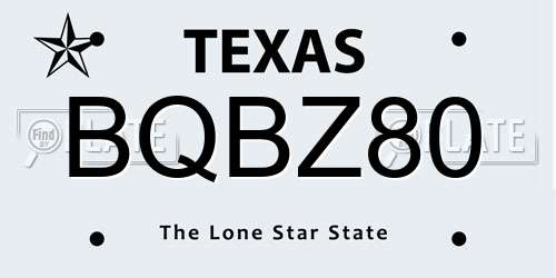 BQBZ80 Texas License Plate