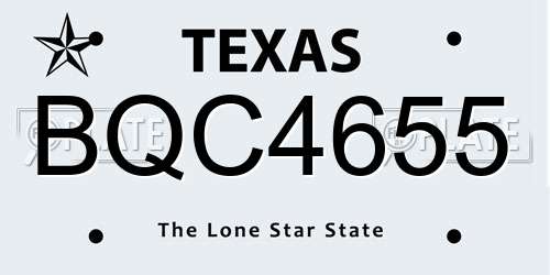 BQC4655 Texas License Plate