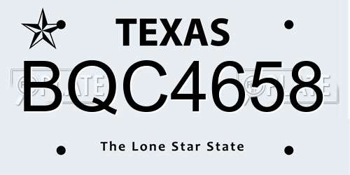 BQC4658 Texas License Plate