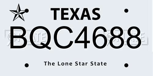 BQC4688 Texas License Plate