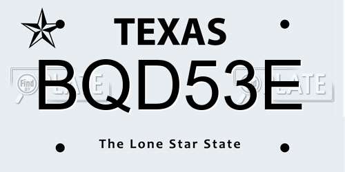 BQD53E Texas License Plate