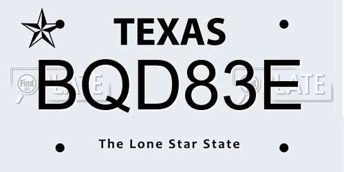BQD83E Texas License Plate