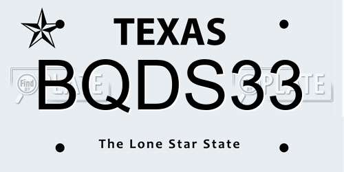 BQDS33 Texas License Plate