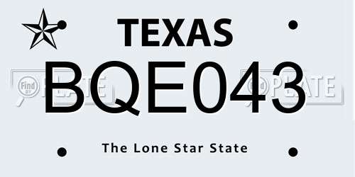 BQE043 Texas License Plate